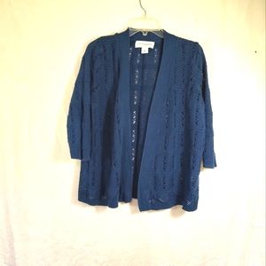 Sag Harbor Blue Open Knit Cardigan